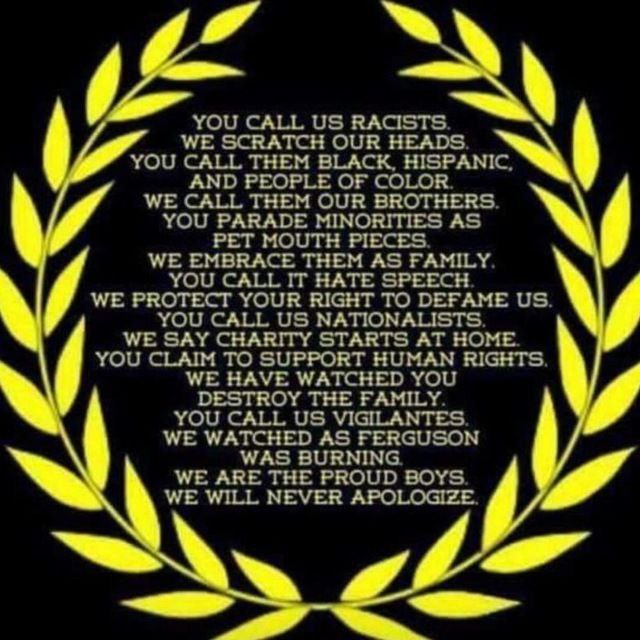 Proud Boys will never apologize